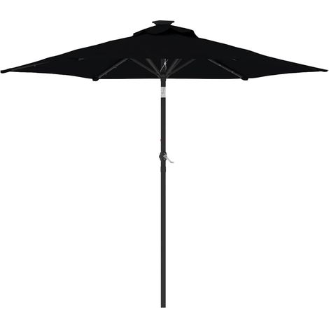 Ombrellone da giardino inclinabile con illuminazione a LED 225 x 225 x 212 cm moderna protezione solare in poliestere nero 020056373