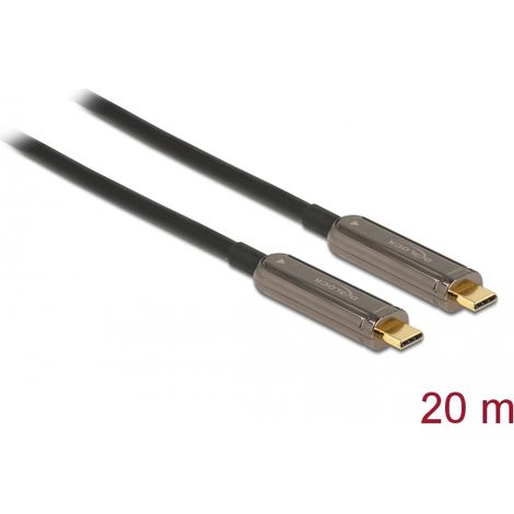 Delock Cable de vÃ­deo USB-Câ¢ Ã³ptico activo 4K 60 Hz 20 m