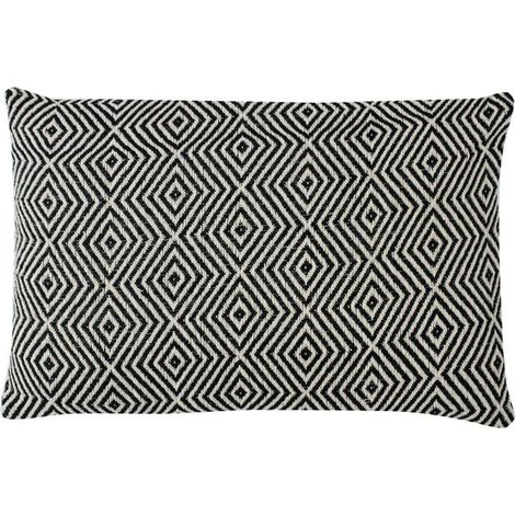 ESCAPADE - Coussin ethnique motif ikat naturel et noir 60x40 (1/5)