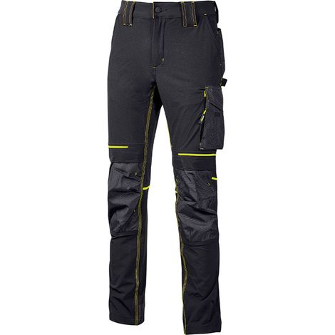 U-Power Atom Pantalone Da Lavoro Slim Fit Idrorepellente Stretch Nero XL