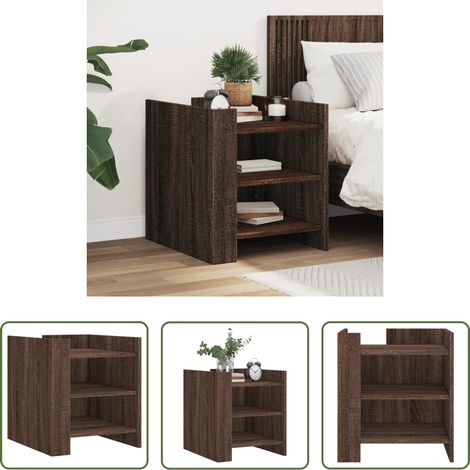 Holz Nachttisch - Nachttisch Braun Eichen-Optik 45x50x50 cm Holzwerkstoff (1/5)