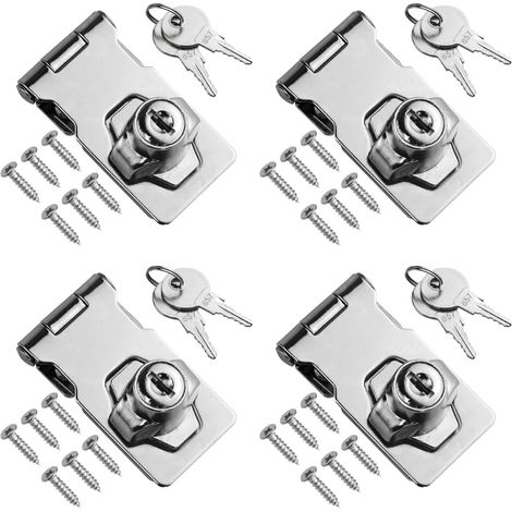 4 Pièces Serrures à moraillon 2,5 pouces avec clés Serrures en alliage de zinc Moraillons Cadenas pour porte, tiroir, boîte à outils, meubles (1/5)