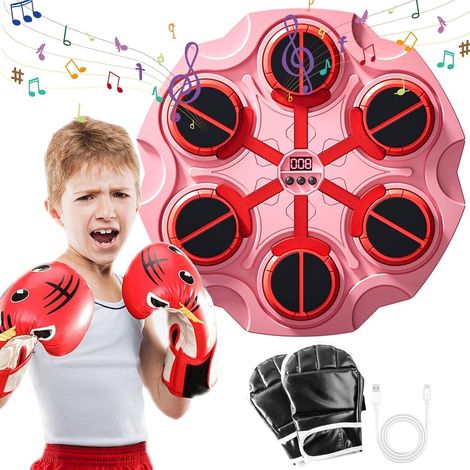 Machine de boxe musicale, machine de boxe musicale Bluetooth murale, machine de boxe pour enfants (avec gants de boxe), machine d'entraînement de boxe murale, machine de boxe, machine de boxe électron (1/5)