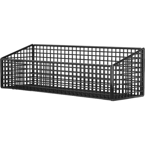 Metall-Obstkorb, Hänge-Obstkorb, Drahtkorb für die Wand zur Aufbewahrung von Gemüse, Wandkörbe, selbstklebende Gemüsekörbe, Küchenorganizer für Zwiebeln, Brot, Knoblauch, Schwarz, 40 x 13 cm (1/5)