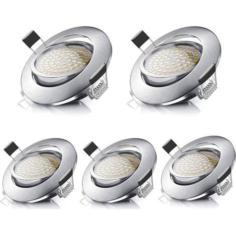 [NEVER USED] LED Downlights Adjustable Round 5W Ultraslim Warm White 3000K 470LM 230V IP44 Recessed Ceiling Lighting for Bathroom, Kitchen, Living Room, Hallway (Pack of 5) [Energy Class A++] (1/4)