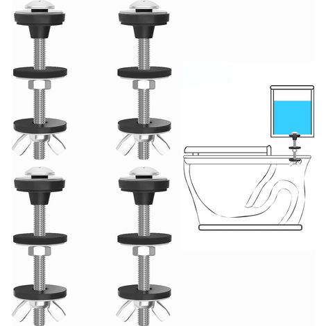 Universelles WC-Spülkasten-Befestigungsset – 4-teilig – Edelstahl 304 – Auslaufsicheres Reparaturset – Für alle Standardmodelle – 7,4 cm Schrauben (1/5)