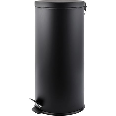 MSV – Poubelle à pédale 30L inox noir mat – Mécanisme antidérapant – Couvercle automatique – Seau intérieur amovible pour nettoyage facile - INOX 30 L (1/5)