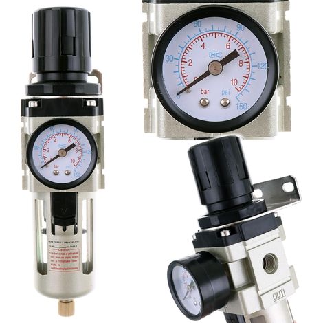 Riduttore di pressione dell'aria compressa con filtro di scarico da 20 µm e attacco da 1/4"
