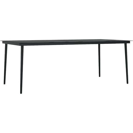 vidaXL Mesa de comedor para jardín acero y vidrio negro 200x100x74 cm (1/2)