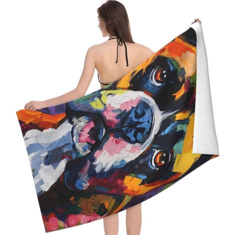 Serviette de Plage en Microfibre Ultra Douce et Absorbante - Séchage Rapide, Légère et Sans Sable avec Motif Coloré de Boxer - Idée Cadeau pour la Plage, la Piscine et le Voyage (1/5)