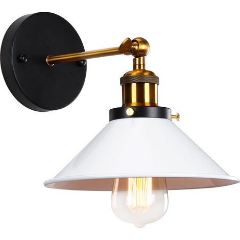 Applique Murale Rétro Moderne Ø22CM Lampe Murale Vintage D'Intérieur Applique Murale Simple En Métal (Blanc) Ampoule E27 Pour Éclairage Intérieur (1/5)