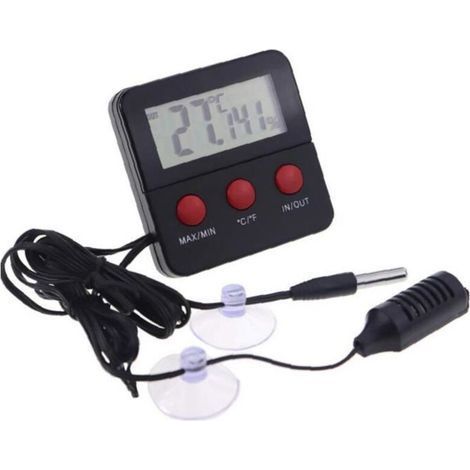 Reptilien-Thermometer/Hygrometer mit Feuchtigkeitssensor, digitales Temperatur- und Feuchtigkeitsmessgerät für Inkubatoren, Terrarien und Tankterrarien (1/4)