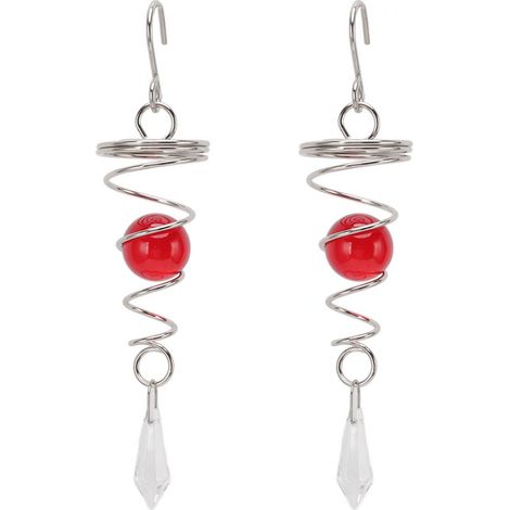 Clochettes À Vent Spirale En Acier Inoxydable - Décoration Extérieure Cinétique - Rouge - Lot De 2 (1/5)