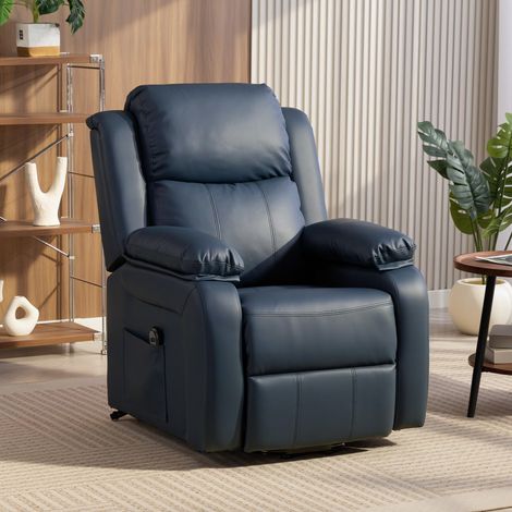 Sillón Relax Levanta Personas Sillón Elevador con Control Remoto Reclinación Eléctrica 160° Reposapiés 76x90x105cm Azul