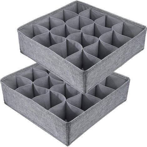 2 Pack Foldable Drawer Organizer Jute Fabric for Underwear, Bras, Socks Space Saving Compartment Storage Box (1/5)