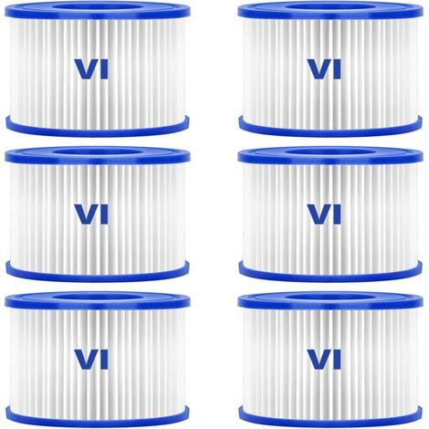 58323 Filtre de piscine, paquet de 6 éléments filtrants de remplacement pour filtres de spa de type VI, Lay-Z-Spa (1/5)