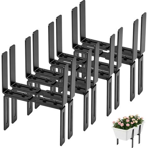 Lot de 8 supports de jardinière en forme de H - Sans perçage - Convient aux jardinières de 15 à 27 cm et aux balustrades de balcon de 1,5 à 32 cm - Support de jardinière pour rebord de fenêtre, Noir