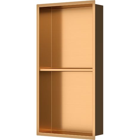 Ceramia Timeless Einbauduschkabine, Edelstahl 304, 2 Regale, 60x30x10cm, Kupfer gebürstet PVD