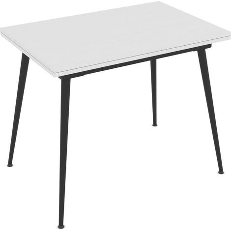 Tavolo allungabile e girevole colore bianco e gambe nere 90x60x75H cm - Silvo