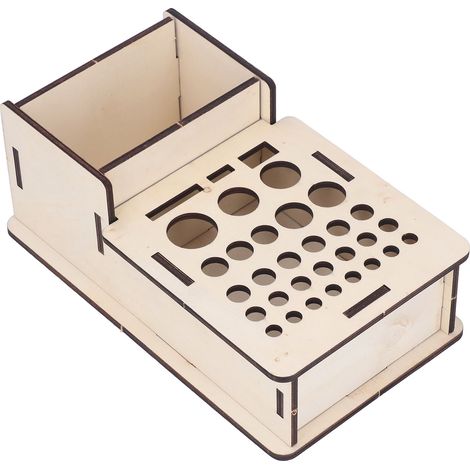 Coffret Rangement Outils Cuir en Hêtre avec Support et Porte-Poinçons Organisateur pour Tiges de Ponçage (1/5)