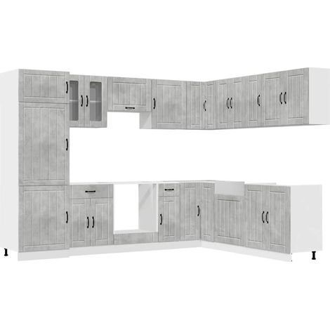 vidaXL Mueble cocina Lucca gris hormigón 14 pzas madera contrachapada (1/2)