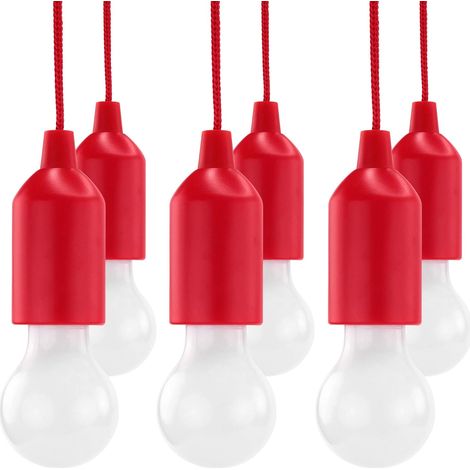 Ensemble de 6 lampes LED portables avec interrupteur à tirette, blanc chaud, idéales pour le jardin, l'abri de jardin, la tente, le camping, le grenier, l'armoire ou la décoration de fêtes. (1/5)
