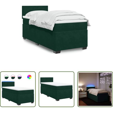 vidaXL Surmatelas - Sommier à lattes de lit avec matelas Vert foncé 90x200 cm (1/5)