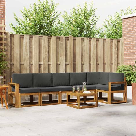 Outdoor-Sofagarnitur mit Kissen 7 pcs Natur und Anthrazit