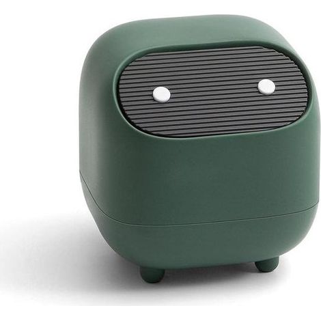 Mini poubelle avec couvercle - Design ninja mignon - Pour bureau, salle de bain - Vert - Corbeille décorative (1/5)