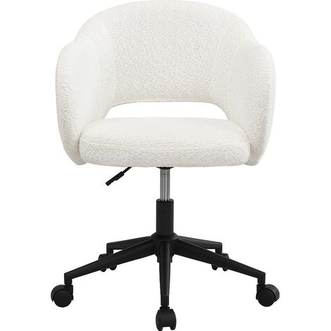 Chaise de bureau - Tissu bouclette - Blanc - ACACILIO (1/4)