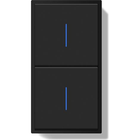 Interrupteur à Encastrer, Interrupteur à Bouton-Poussoir avec Borne Enfichable,1 Gang 2 Voies + 1 Gang 2 Voies avec Voyant LED, Double Light Switch avec Cadre PC, Noir, 150X80mm (1/5)