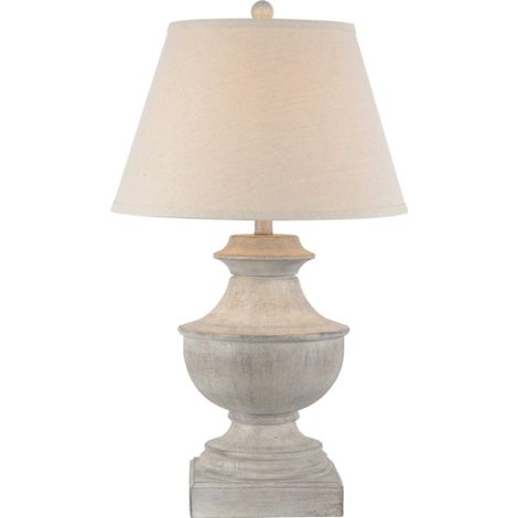 Montara Table Lamp with Linen Shade - Resin - L41 x W41 x H66 cm - White
