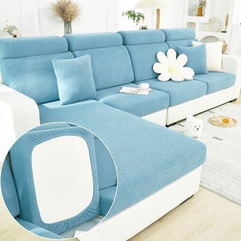 Funda de cojín de sofá duradera y elástica, lavable y universal, apta para sofás seccionales (azul marino, funda para chaise longue).