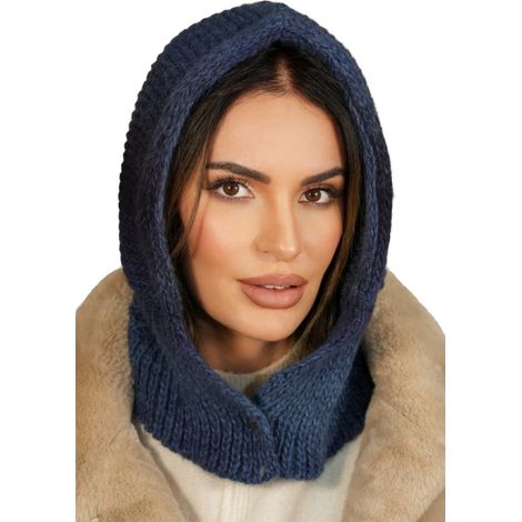 Passamontagna con cappuccio e bottoni a pressione, colore blu navy Cameo-Virginia (1/2)