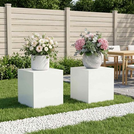 vidaXL Plant Stand 2 pcs White 40 x 40 x 40 cm Steel (1/5)