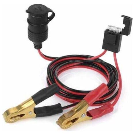 XVX Prise Allume-Cigare De Voiture Femelle 12V 24V A La Batterie Pinces Crocodile Connecteur 2Ft Cable De Charge D'Extension De Pince De Batterie De Voiture (1/4)