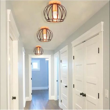 U-do 3pcs Plafonnier Industriel en Métal Noir,Lampe de Plafonde Luminaire Vintage Lustre design Simple pour Salon Chambre (1/4)