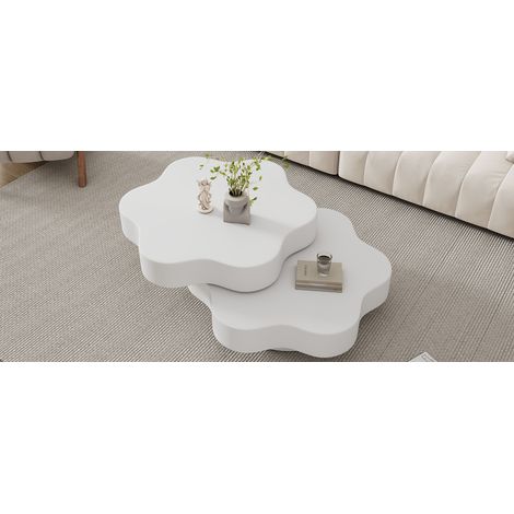 Table basse fleur pivotante N625P300082083W, MDF crème (1/5)
