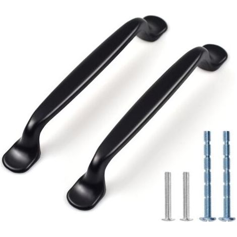 Lot de 12 poignées de placard noires dissimulées, idéales pour la cuisine, le tiroir, la salle de bain ou la porte (96 mm) (1/5)