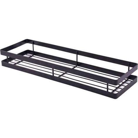 Étagère à épices murale - PZCC - 40x12x5,5 cm - Noir - Acier inoxydable - Gain de place (1/4)