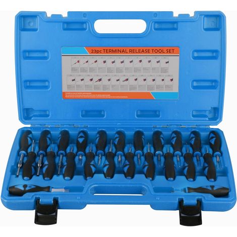 Juego de 23 herramientas para terminales eléctricos de automóviles, herramienta para crimpar conectores de cableado y extraer pines, herramientas para la reparación de terminales eléctricos de automóv (1/5)