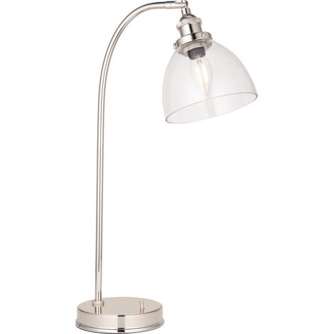 Endon Hansen Lampe de bureau en nickel brillant, verre transparent, 1 x E14 (1/5)