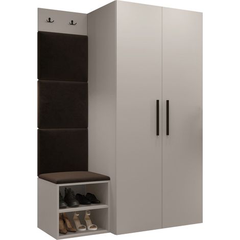 Mobilier1 – Meuble d'entrée Hartford – Cachemire – 191x122x50cm – Tissu stratifié – À poser – Murale – Fabriqué en Union européenne