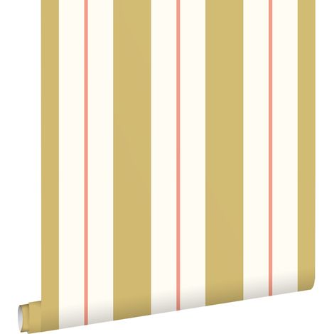 papier peint à rayures jaune ocre et orange - ESTAhome