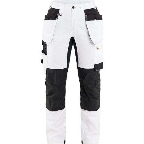 Pantalon de travail peintre stretch 2D poches flottantes femme feMyanMare - Blanc/Noir L - FR(44) - SE(C42) - Standards (1/5)