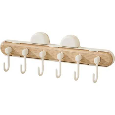 Saugnapfhaken, ausziehbare Kleiderstangen, hohe Tragkraft, einfache Montage, für Bad und Küche, Utensilienhalter, Handtuchhalter, Schlüsselhalter – Holzfarbe