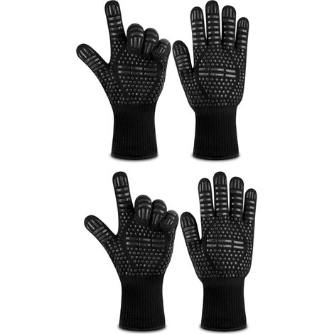 pares de guantes de cocina para barbacoa, resistentes al calor hasta 800 °C y antideslizantes. (1/5)