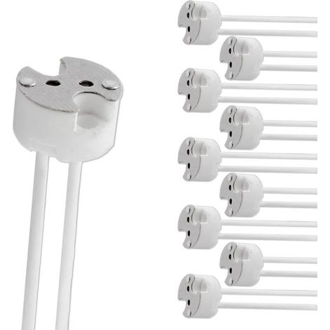 Lot de 10 Douilles GU5.3 avec Câble en Silicone, Support Céramique pour Ampoules LED MR16 et Halogènes, 12V-250V 2A Max 100W (1/5)