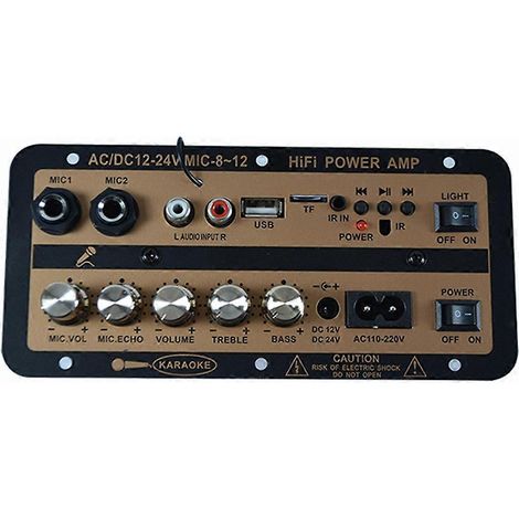 Carte d'amplificateur audio Bluetooth 30 W DC12V/24V 110V-220V avec caisson de basses optique, pour la maison et la voiture (prise UE). (1/5)
