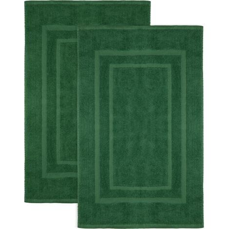 Set mit 2 Badematten aus 100 % Baumwolle, 50 x 80 cm, Dunkelgrün (1/5)